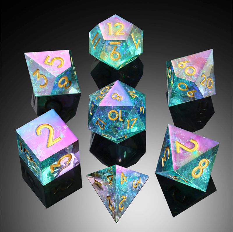 Sharp Edge Dice Set - Chromatic Opal