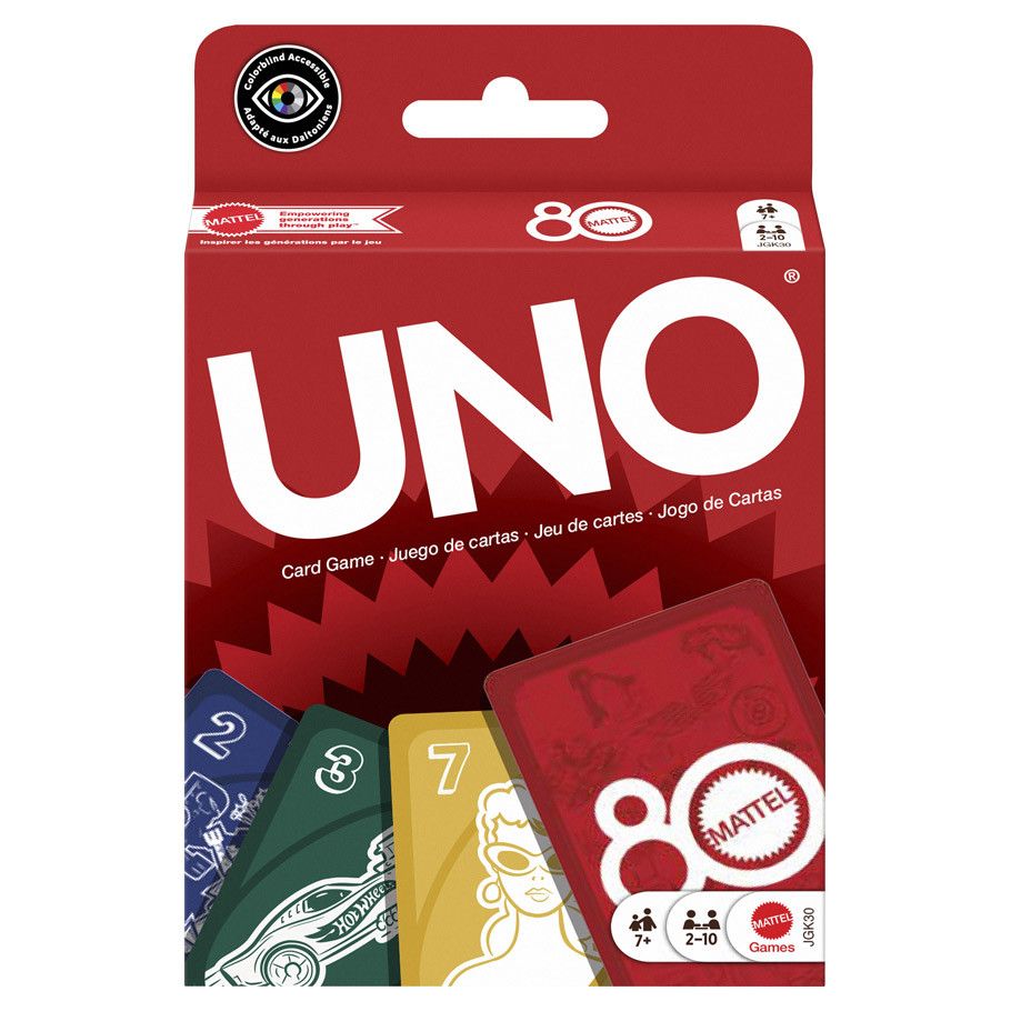 UNO Mattel 80th Anniversary Ruby Red
