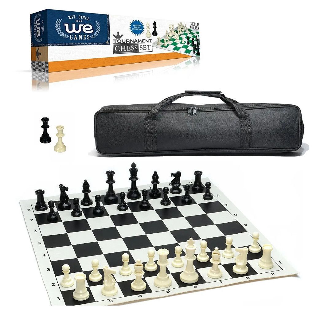 Tournament Chess Set‚ Plastic Pieces with Black Chess Board