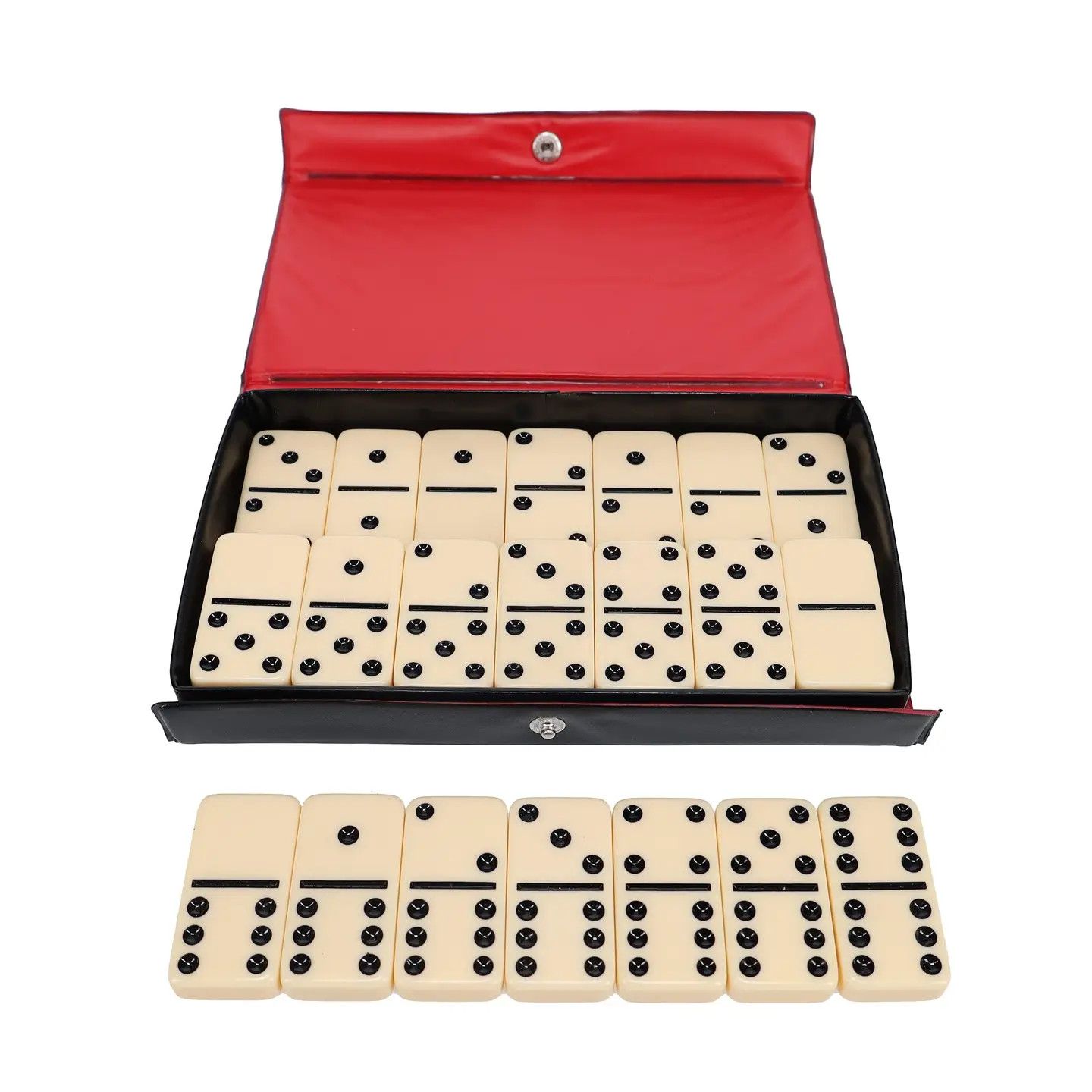 Dominoes - Double 6 Ivory with Black Vinyl Case