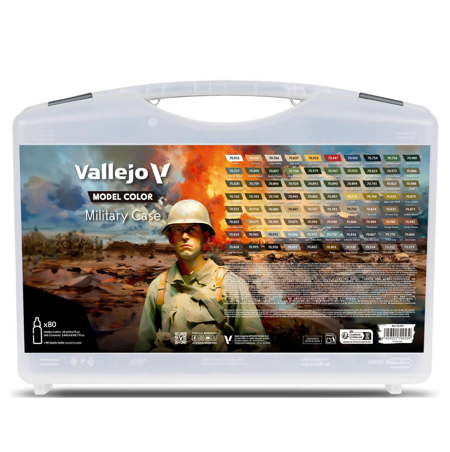 Vallejo Model Color Military Case with 80 Paints (18ml)