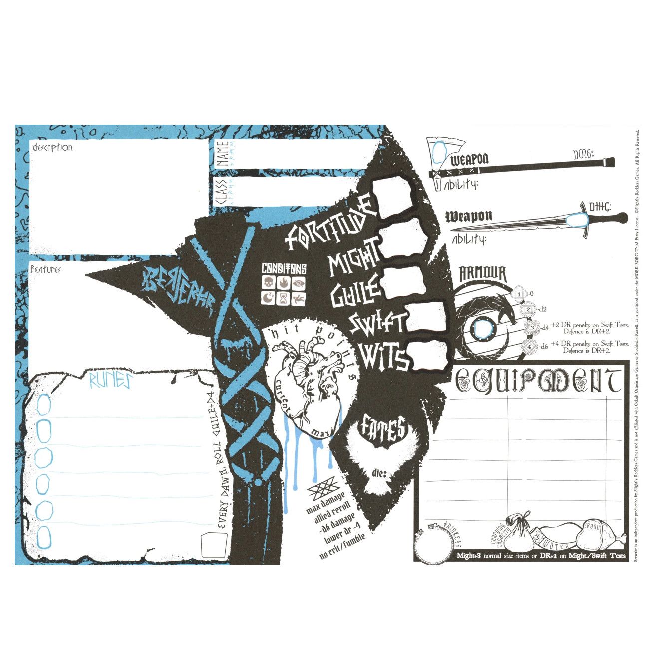 Berserkr: Character Sheets