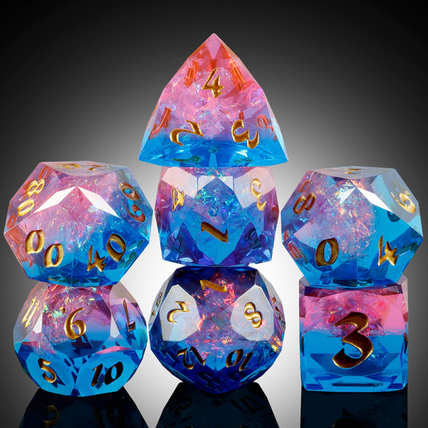 Faceted Sharp Edge Dice Set - Wanderlust