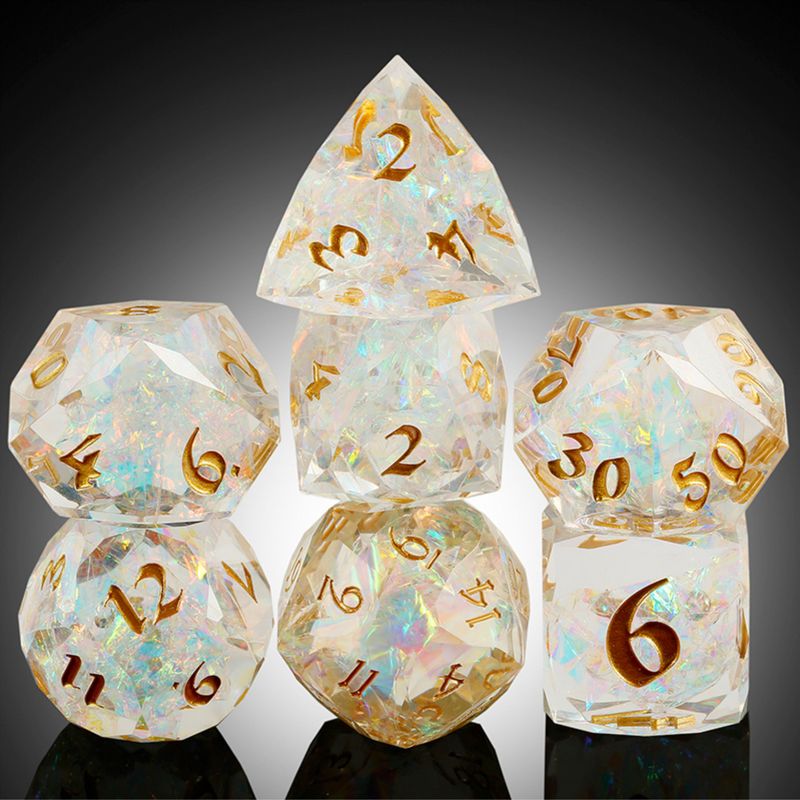 Faceted Sharp Edge Dice Set - Radiant