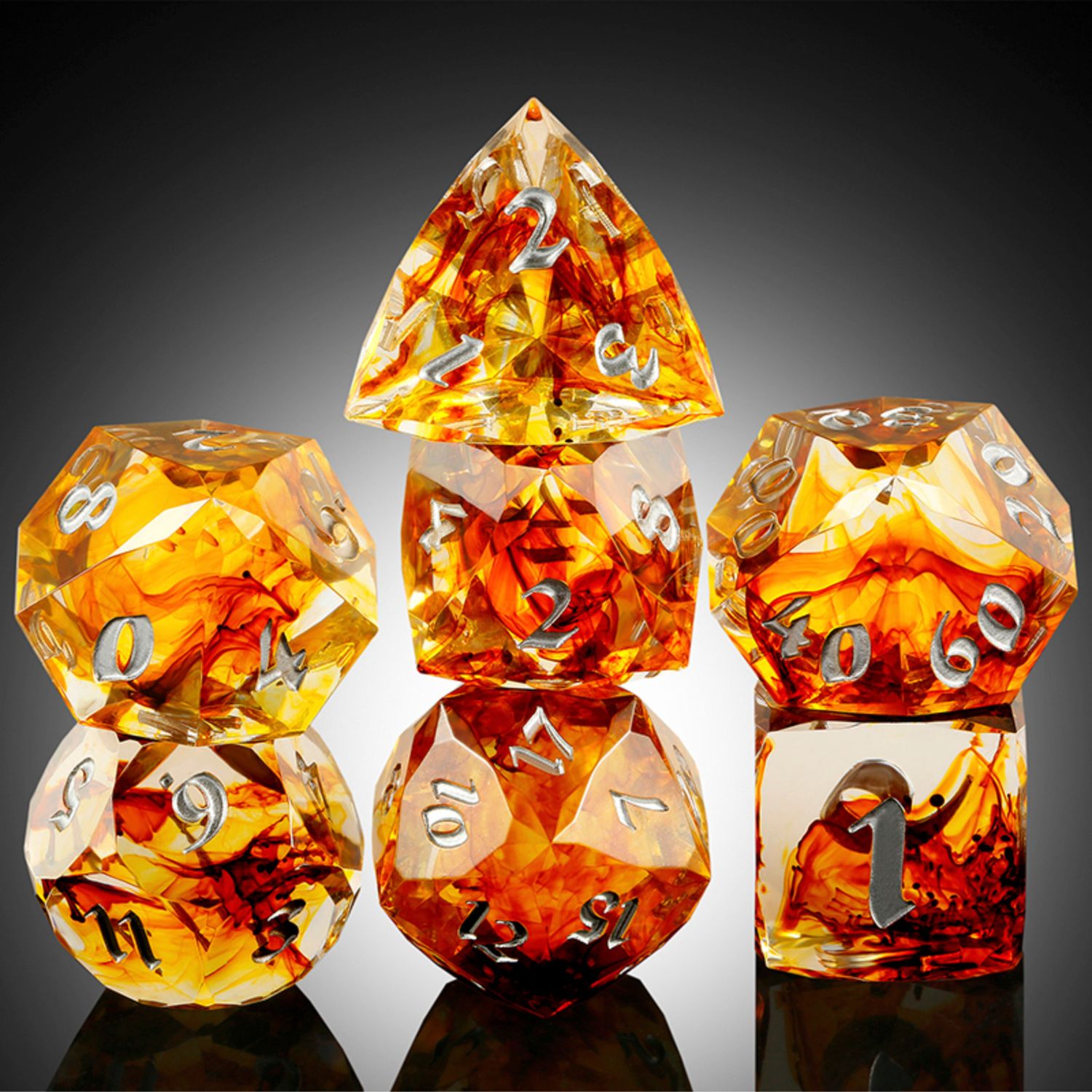 Faceted Sharp Edge Dice Set - Bourbon