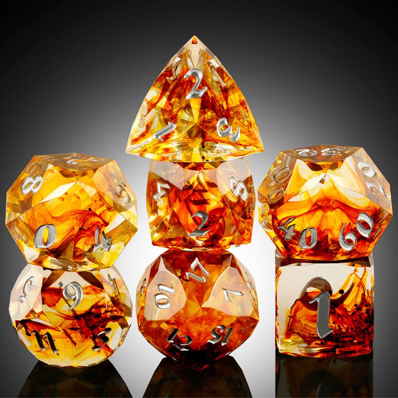 Faceted Sharp Edge Dice Set - Bourbon