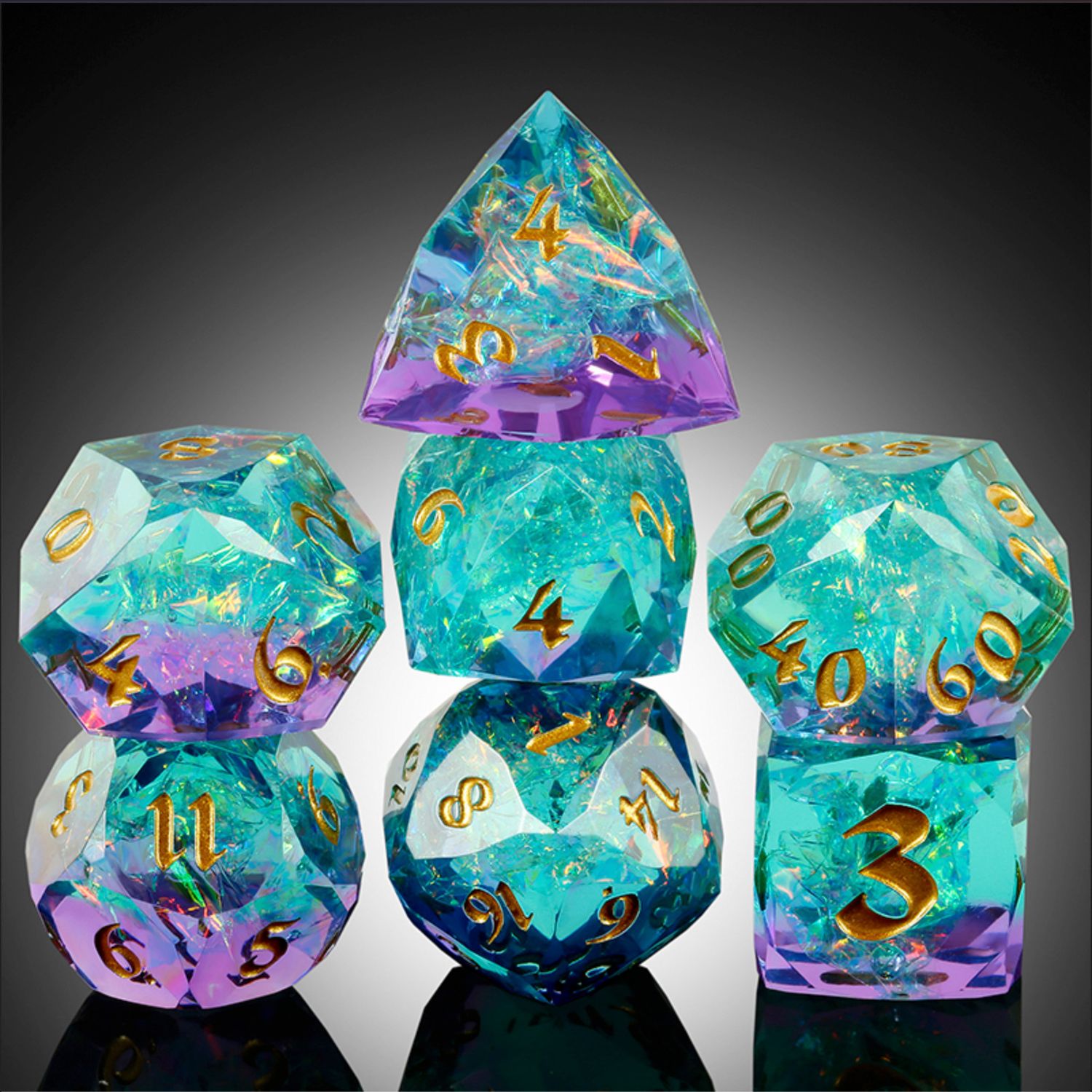 Faceted Sharp Edge Dice Set - Avalon