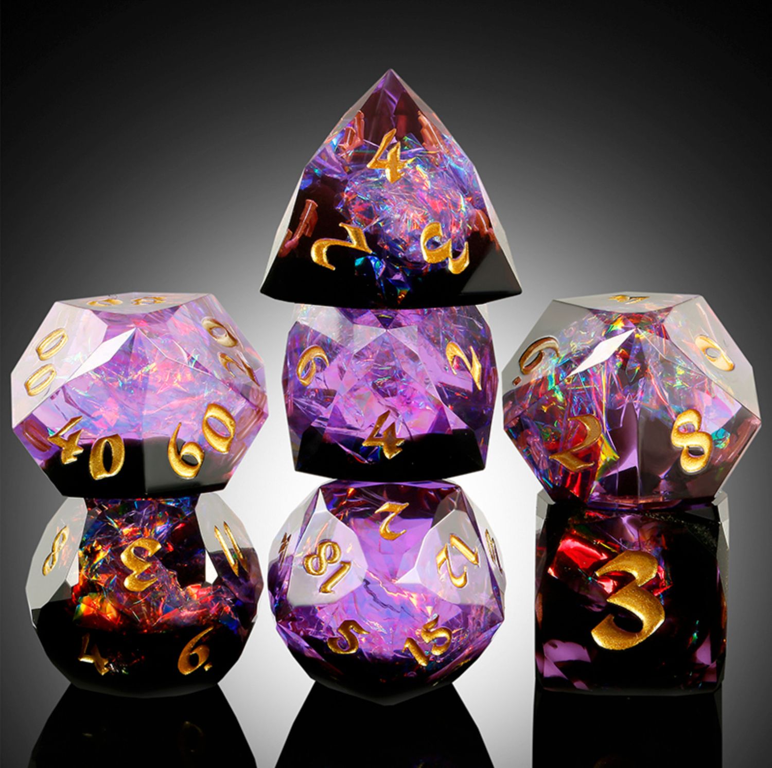 Faceted Sharp Edge Dice Set - Gothic