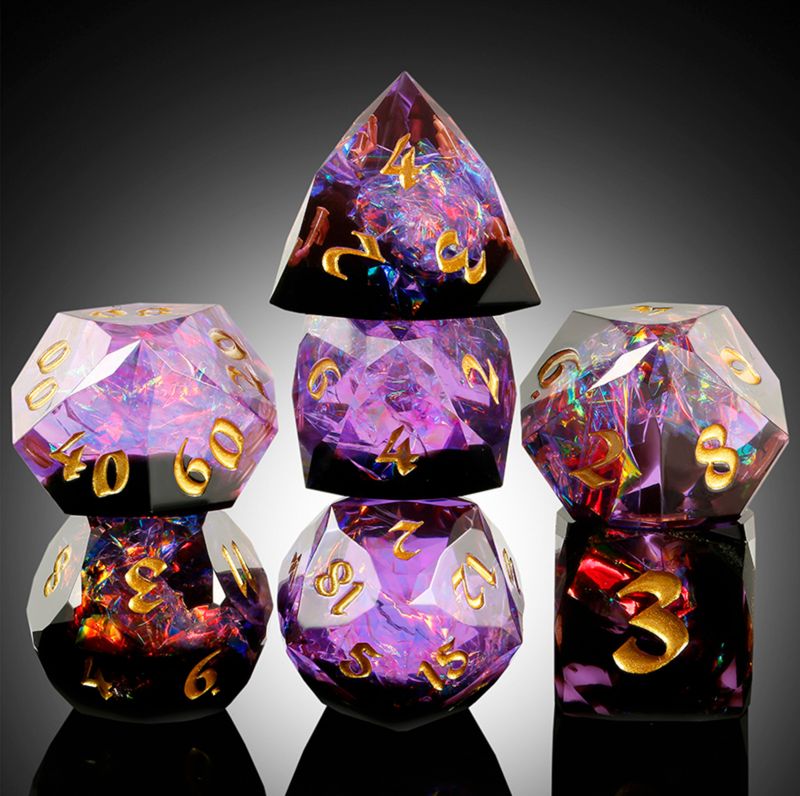 Faceted Sharp Edge Dice Set - Gothic