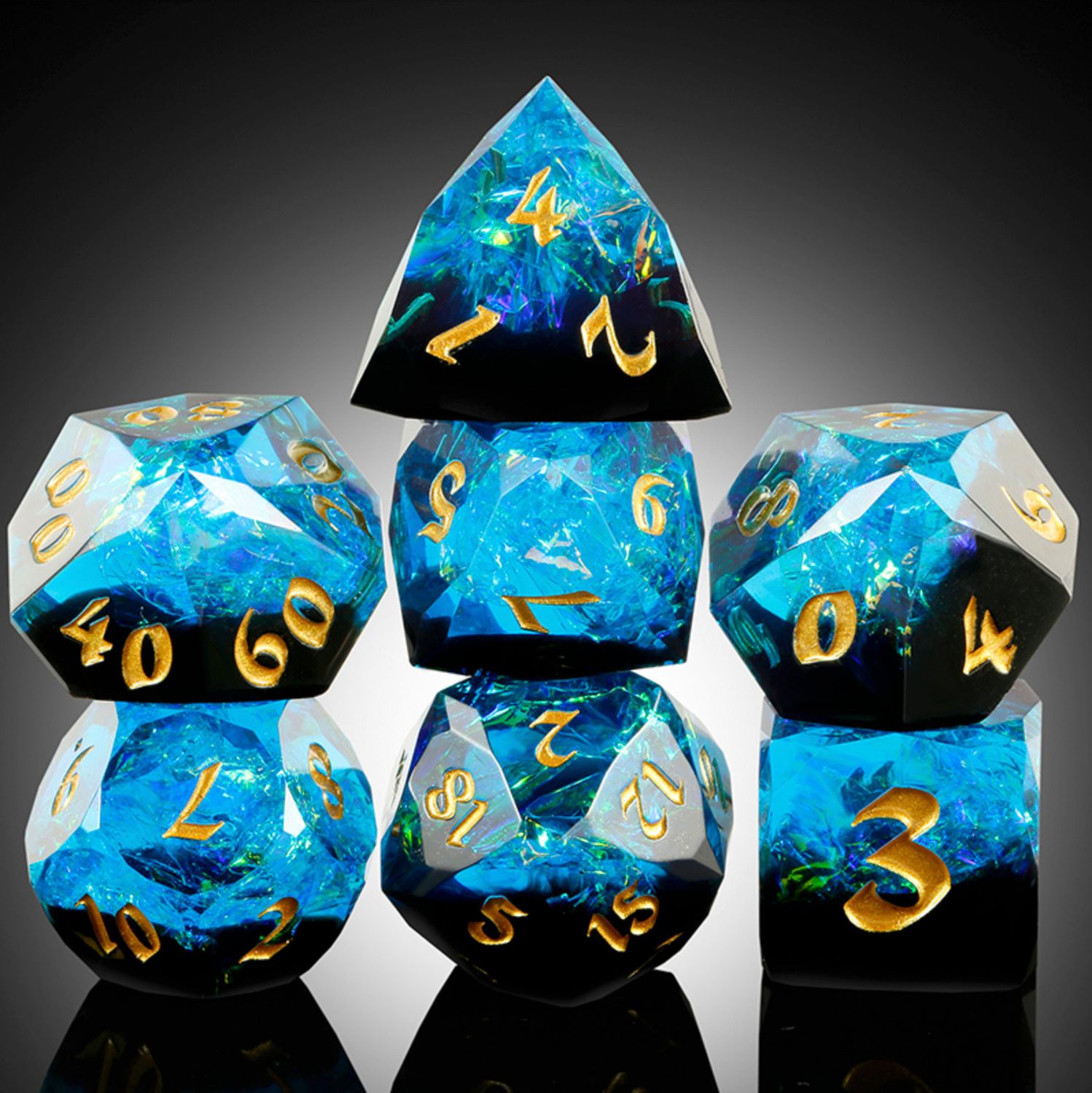 Faceted Sharp Edge Dice Set - Chasm