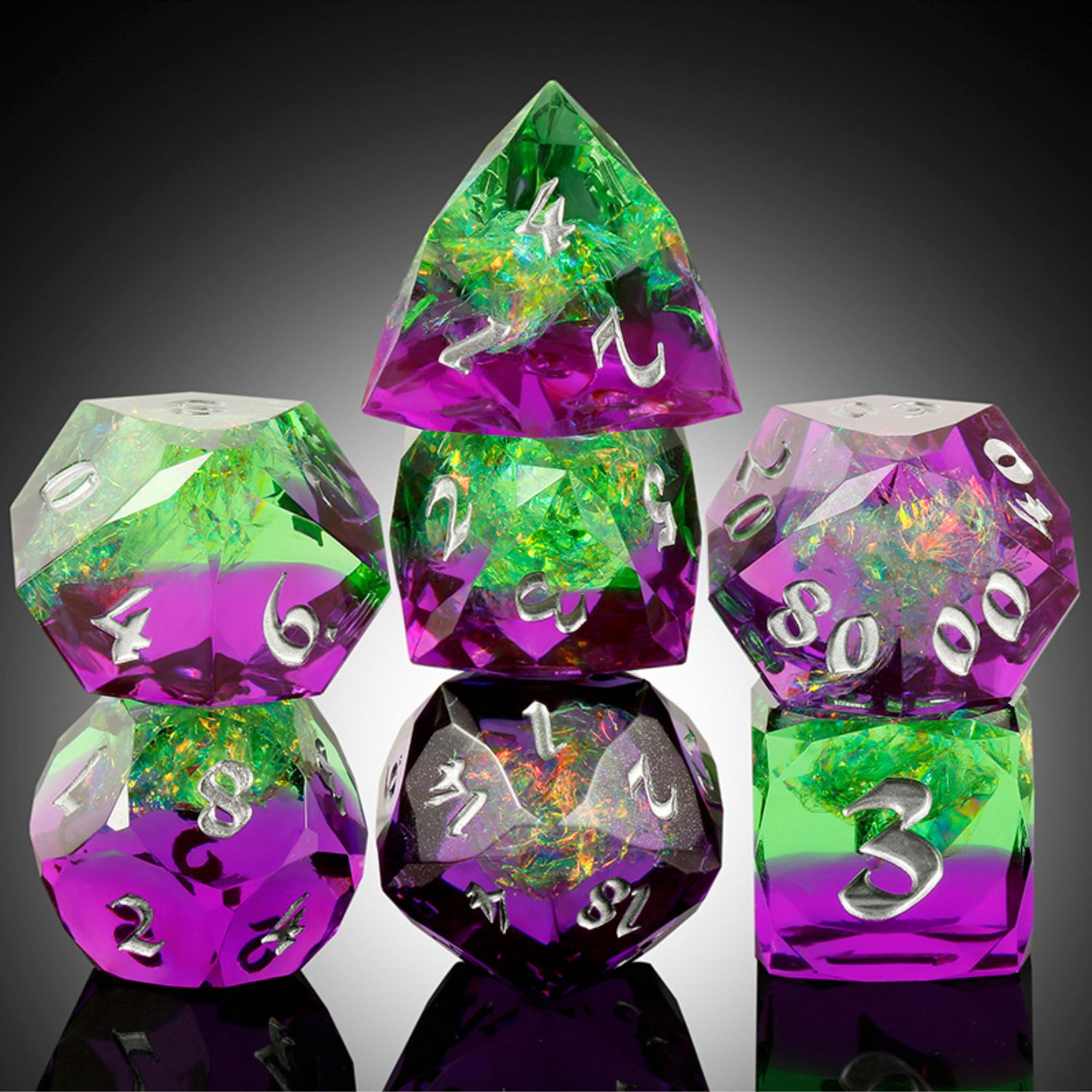 Faceted Sharp Edge Dice Set - Eternal