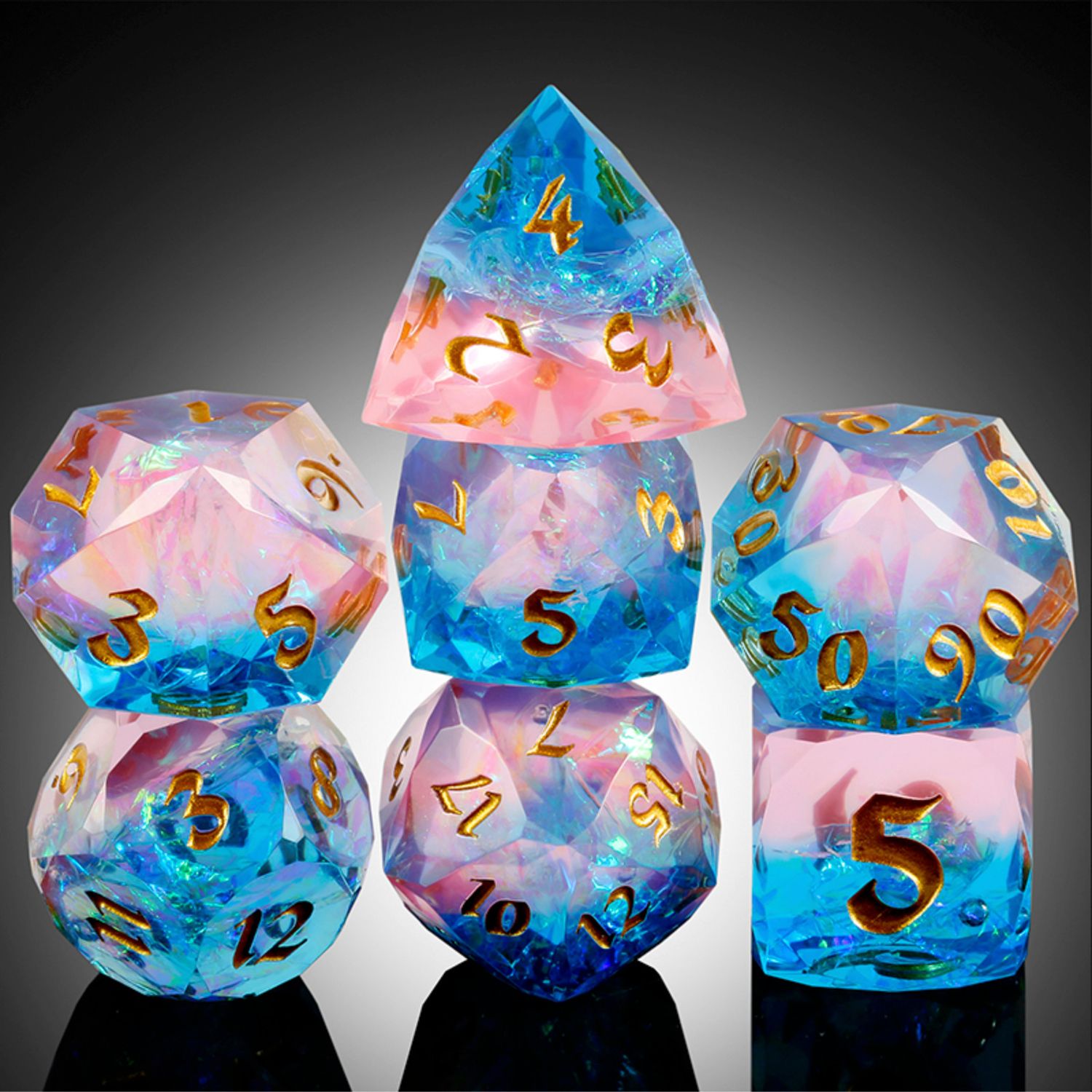 Faceted Sharp Edge Dice Set - Serene