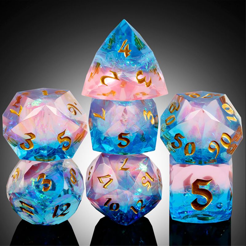 Faceted Sharp Edge Dice Set - Serene