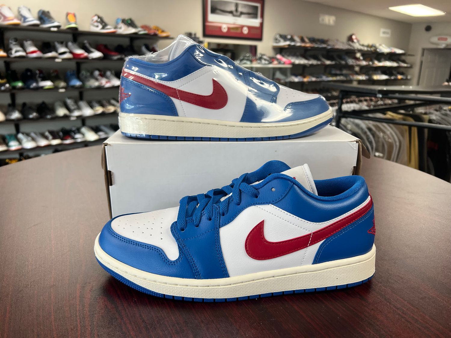 NEW AIR JORDAN 1 LOW SPORT BLUE GYM RED (W)