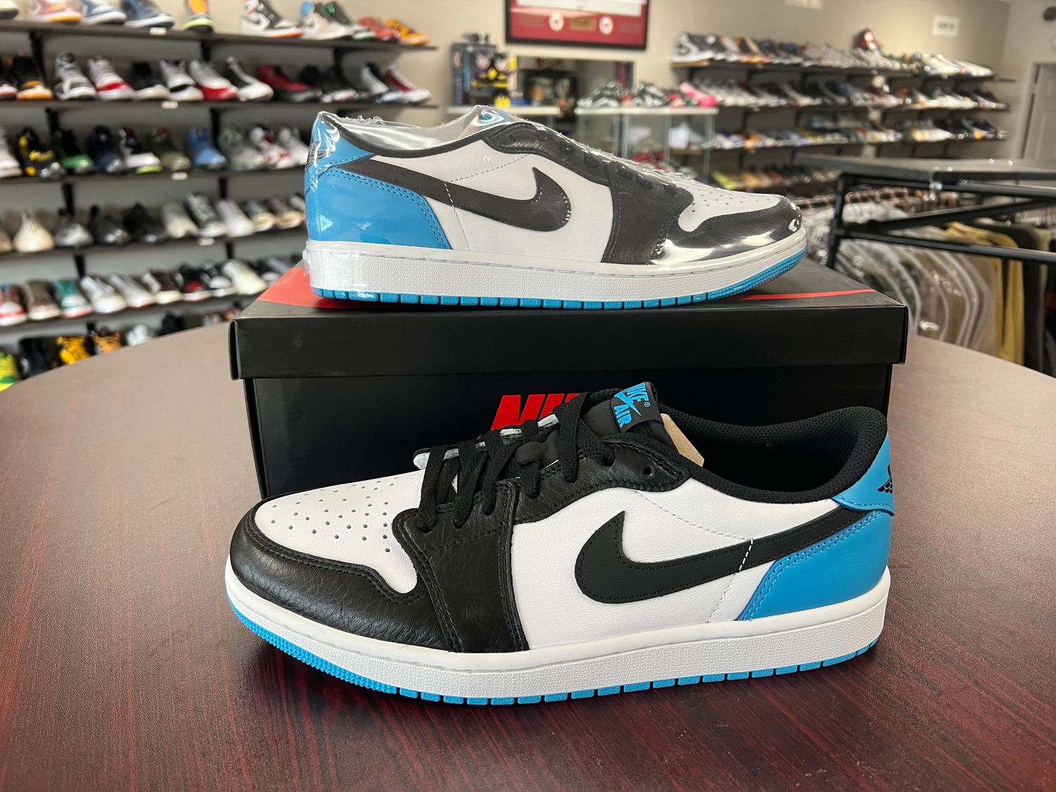 NEW AIR JORDAN 1 LOW BLACK DARK POWDER BLUE