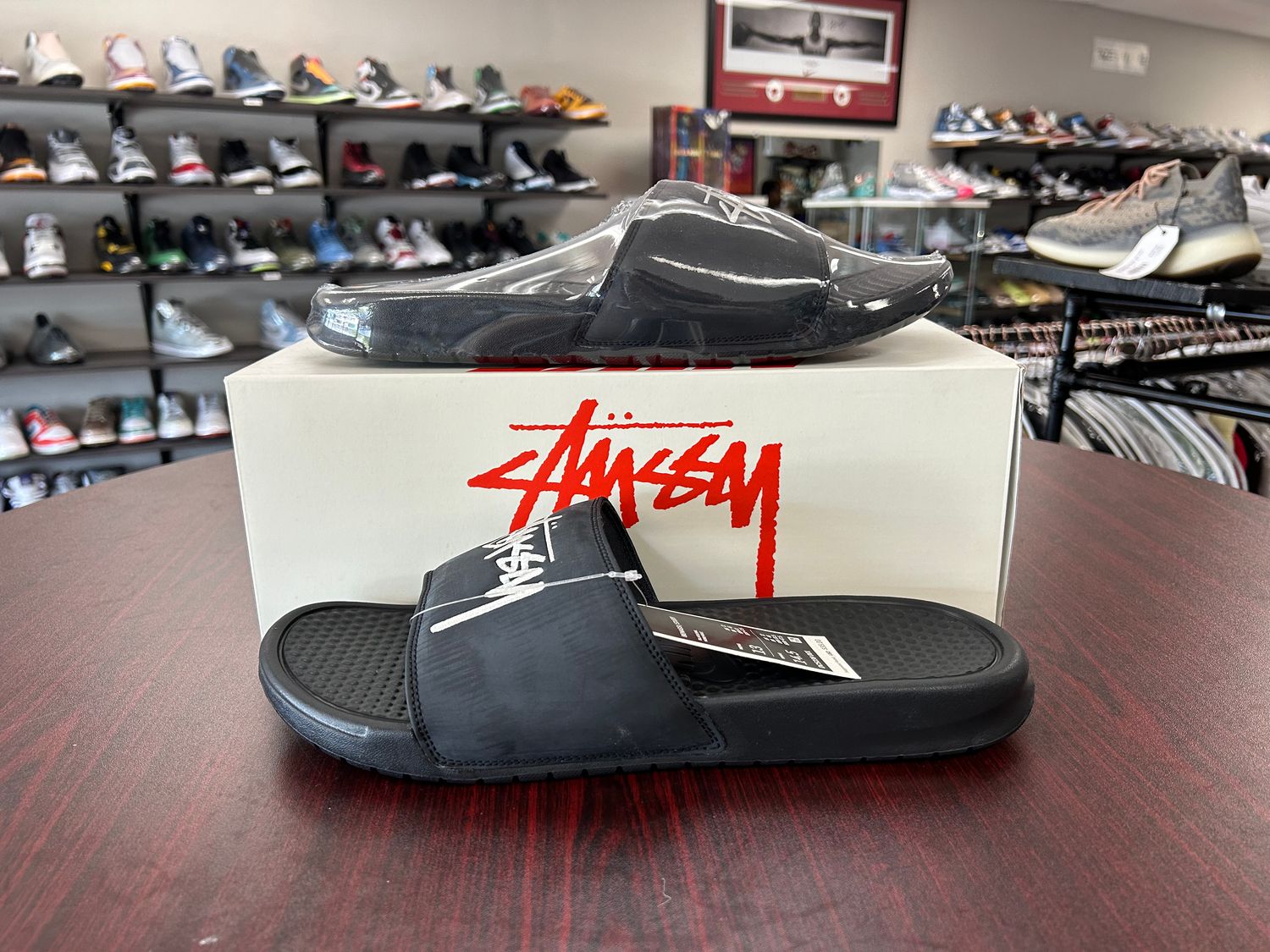NEW NIKE BENASSI STUSSY OFF NOIR SLIDE