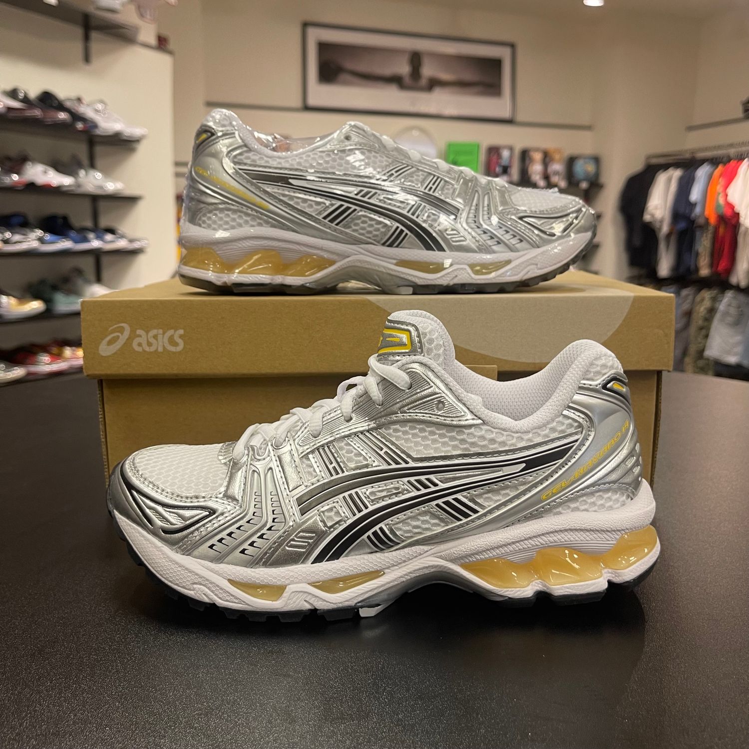 NEW ASICS GEL-KAYANO 14 WHITE TAI CHI YELLOW