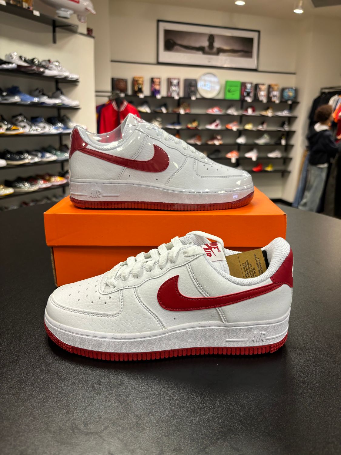 NEW NIKE AIR FORCE 1 LOW &#39;07 WHITE VOLT GYM RED (W)