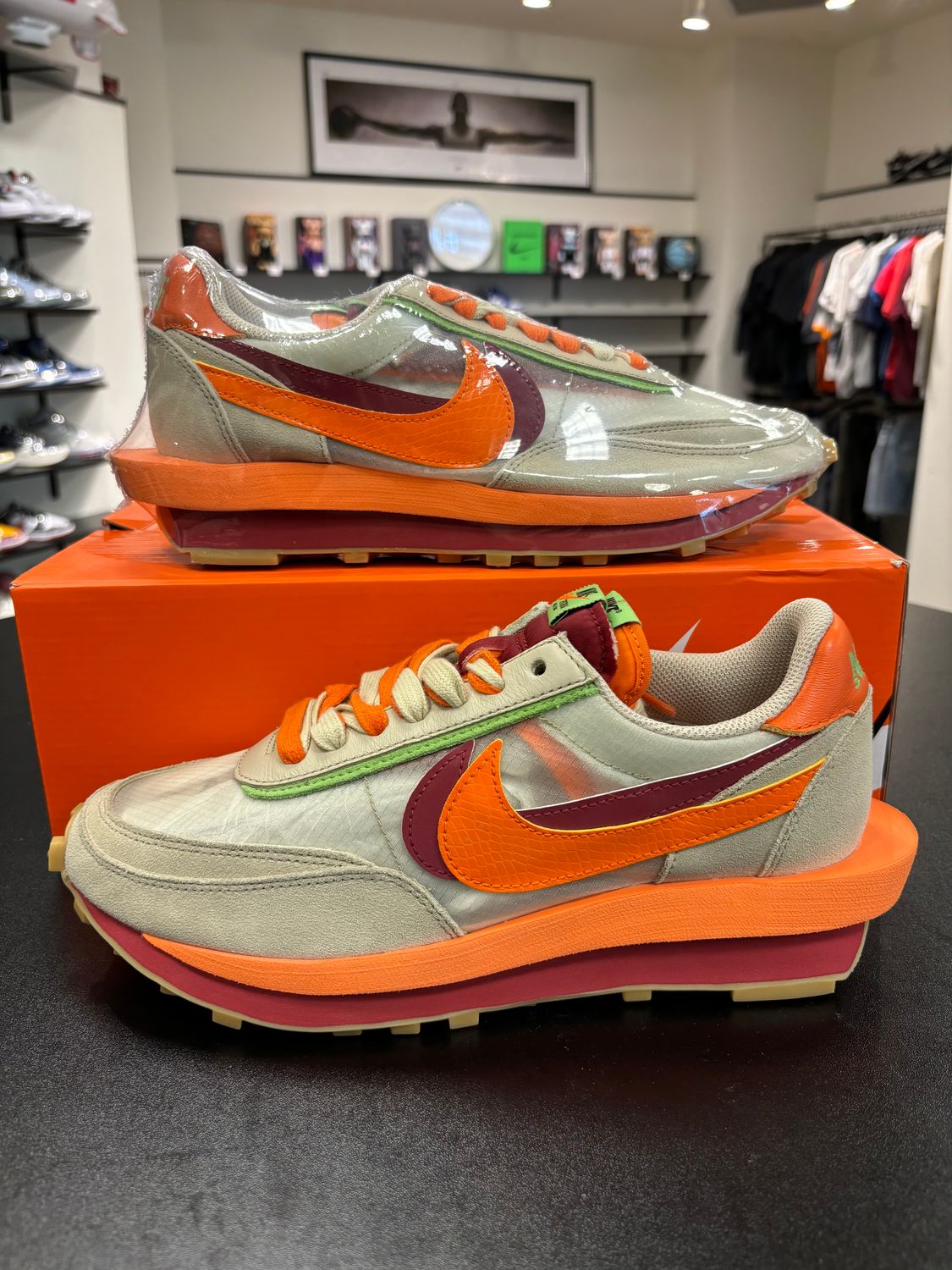 NEW NIKE LD WAFFLE SACAI CLOT ORANGE BLAZE