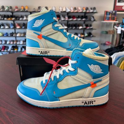 PO AIR JORDAN 1 OFF WHITE UNIVERSITY BLUE  SIZE 11