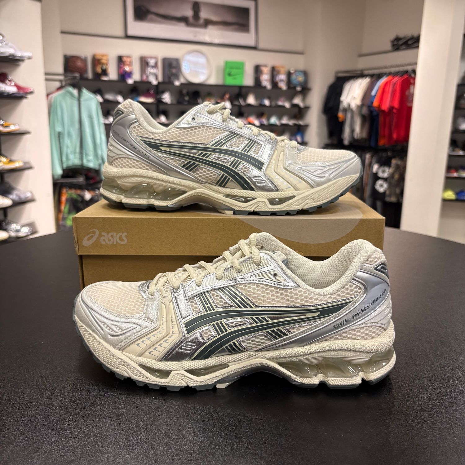 NEW ASICS GEL-KAYANO 14 BIRCH/DARK PEWTER