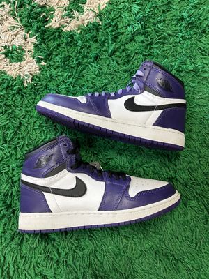 PO AIR JORDAN 1 COURT PURPLE WHITE SIZE 7Y (EB)
