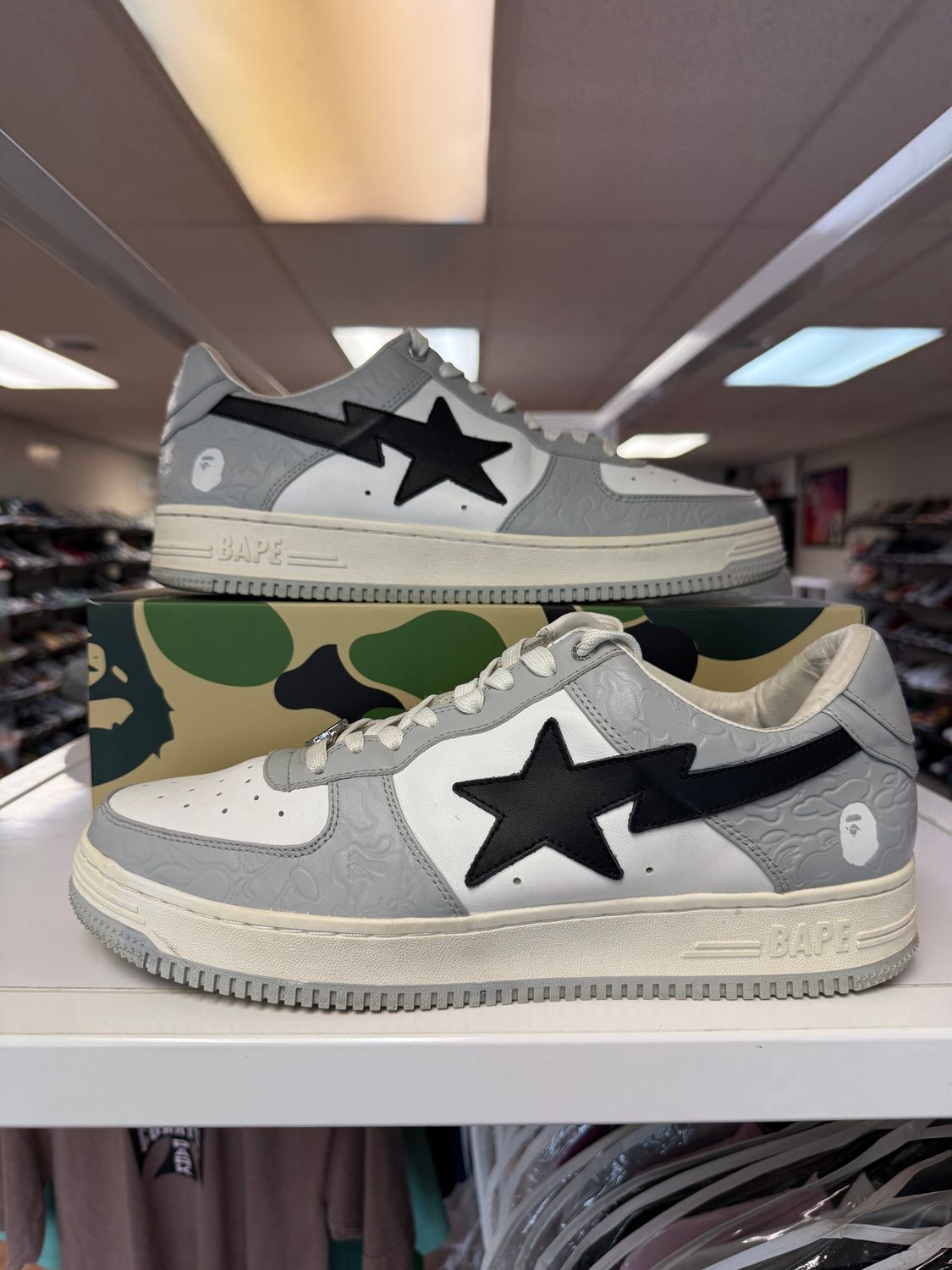 PO A BATHING APE BAPE STA LOW GREY BLACK SIZE 13
