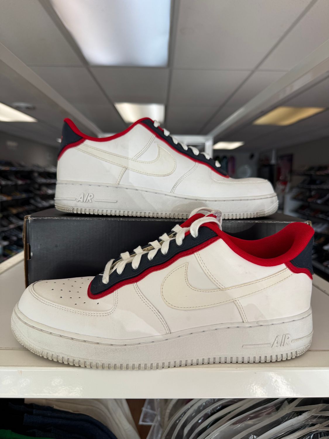 PO NIKE AIR FORCE 1 LOW DOUBLE LAYER WHITE OBSIDIAN RED SIZE 12