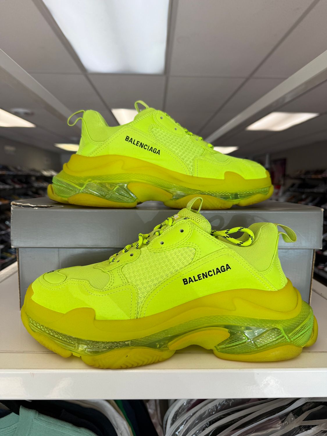 PO BALENCIAGA TRIPLE S CLEAR SOLE FLUO YELLOW SIZE SIZE 10US