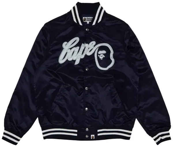 NEW BAPE VARSITY JACKET NAVY SIZE L
