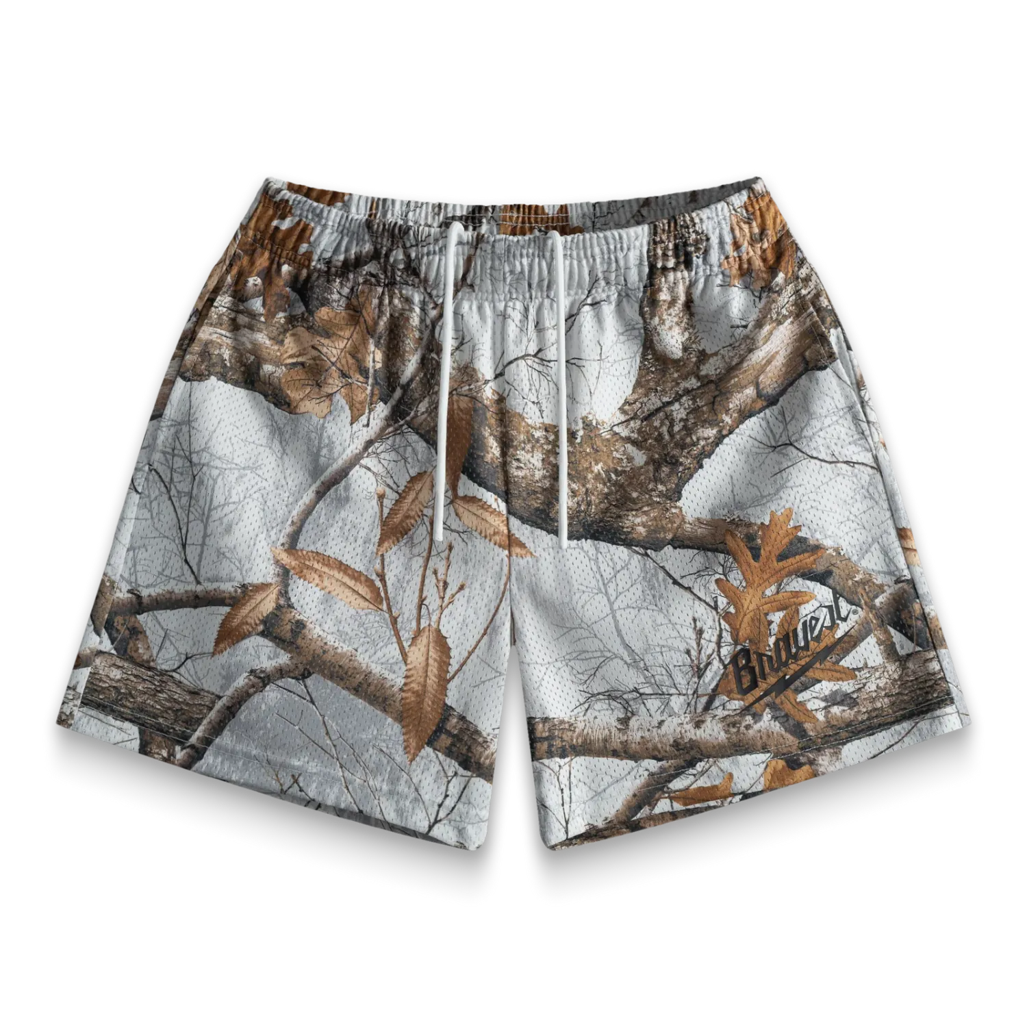 NEW BRAVEST STUDIOS MESH SHORTS, Color: WHITE REALTREE, Size: M