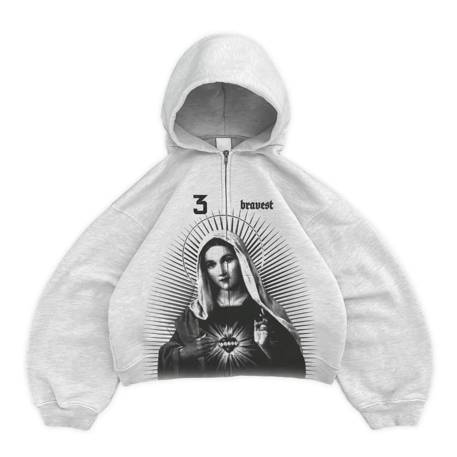 NEW BRAVEST STUDIOS MARY ZIP UP HOODIE GREY