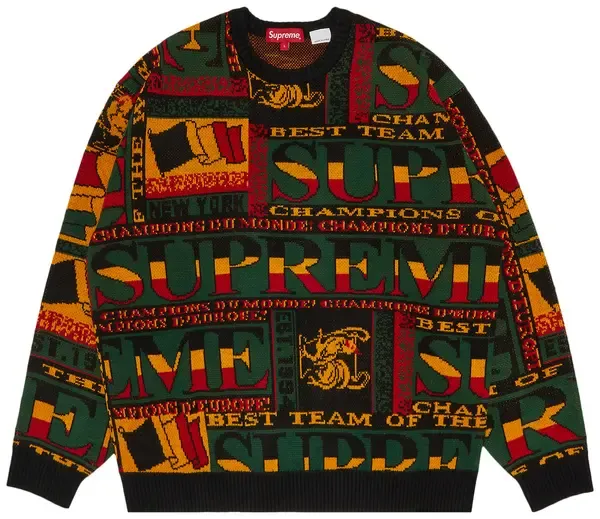 NEW SUPREME SCARF SWEATER BLACK SIZE XL