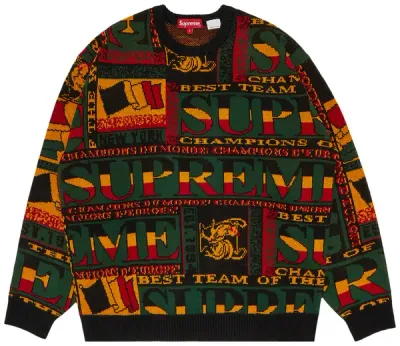 NEW SUPREME SCARF SWEATER BLACK SIZE XL