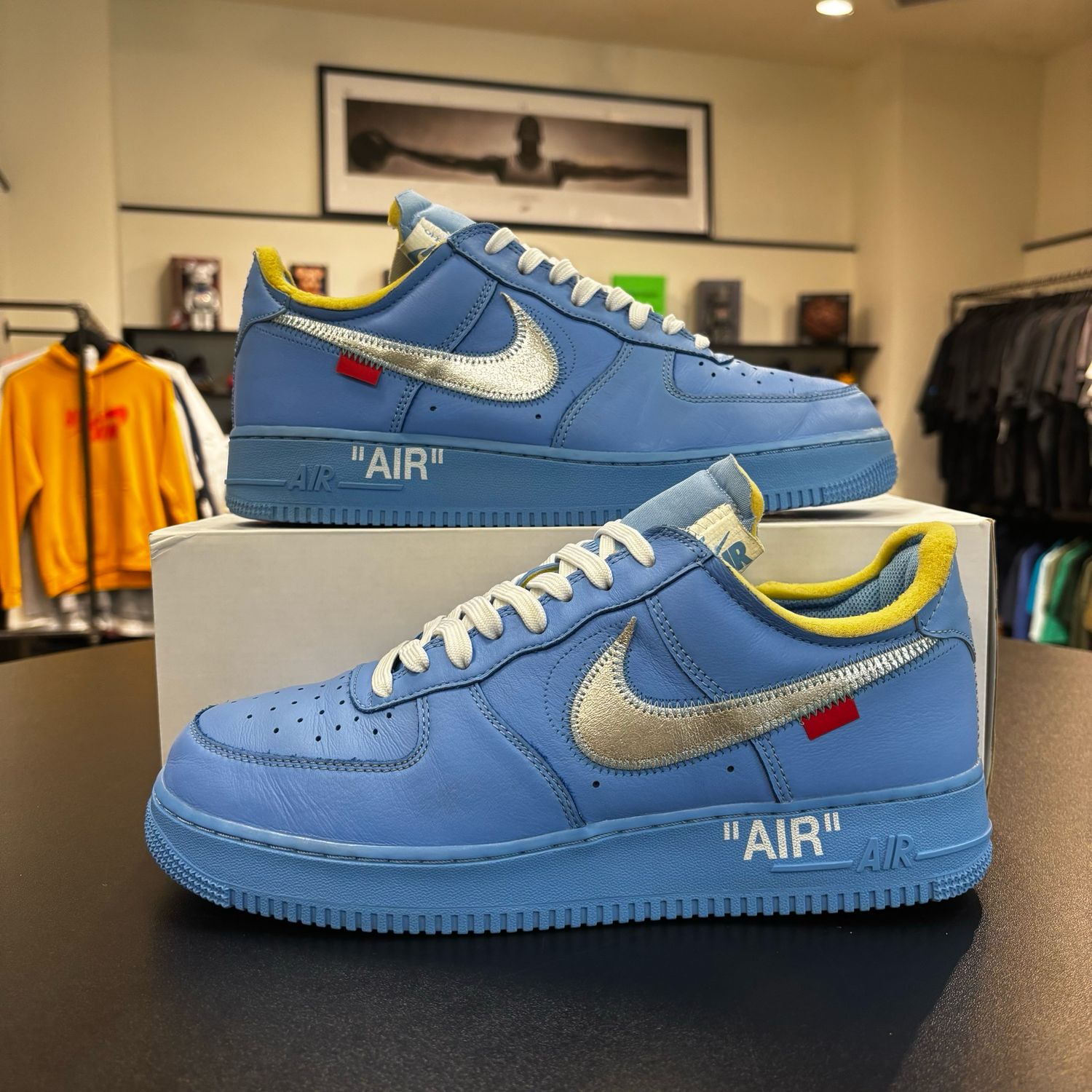 PO BC NB NIKE AIR FORCE 1 LOW OFF-WHITE MCA UNIVERSITY BLUE SIZE 10.5