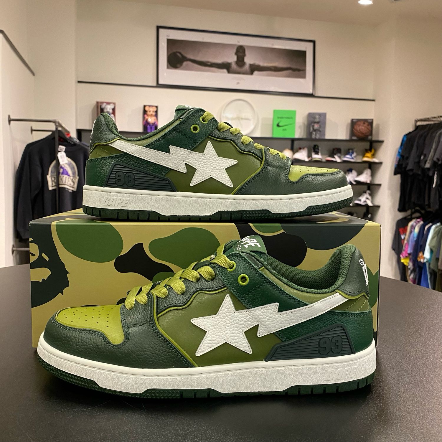 PO A BATHING APE SK8-STA M1 GREEN SIZE 11