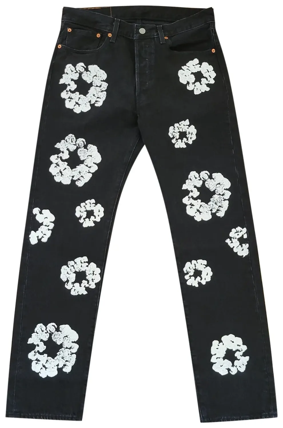 NEW DENIM TEARS X LEVIS COTTON WREATH JEAN BLACK SIZE 33W 32L