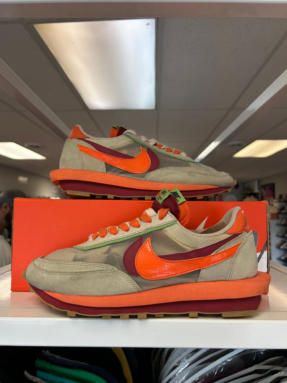 PO NIKE LD WAFFLE SACAI CLOT KISS OF DEATH NET ORANGE BLAZE SIZE 11