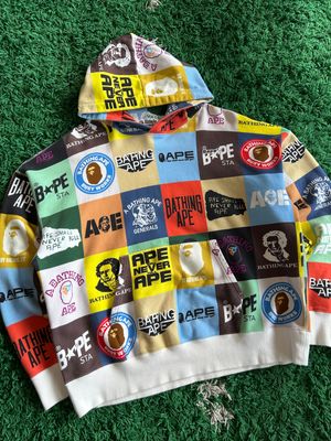 PO BAPE CLASSIC LOGO LOOSE FIT PULLOVER HOODIE SIZE L