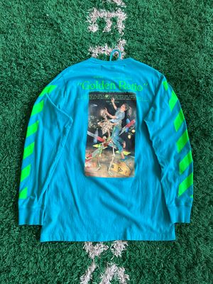 PO OFF WHITE &quot;GOLDEN RATIO&quot; LONG SLEEVE TEE SLIM FIT BLUE SIZE XL
