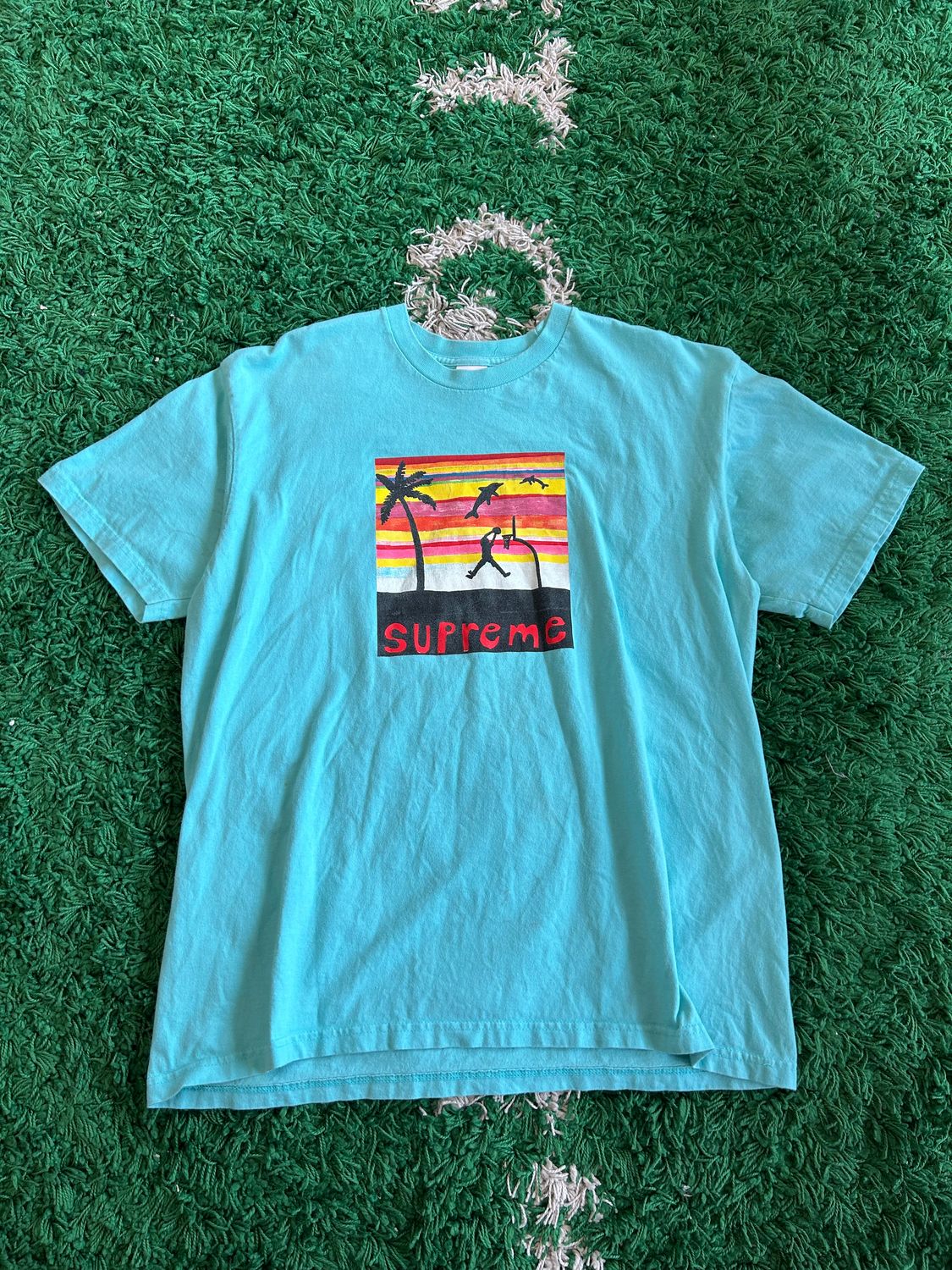 PO SUPREME DUNK TEE GREY/TURQUOISE SIZE XL