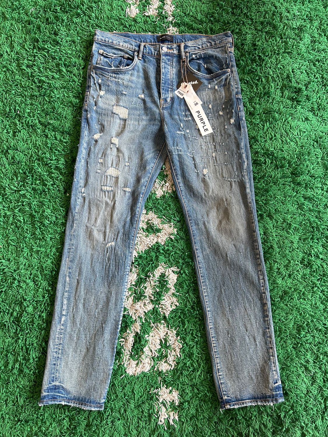 NEW PURPLE JEANS BLUE DENIM P005 SLIM STRAIGHT SIZE 36