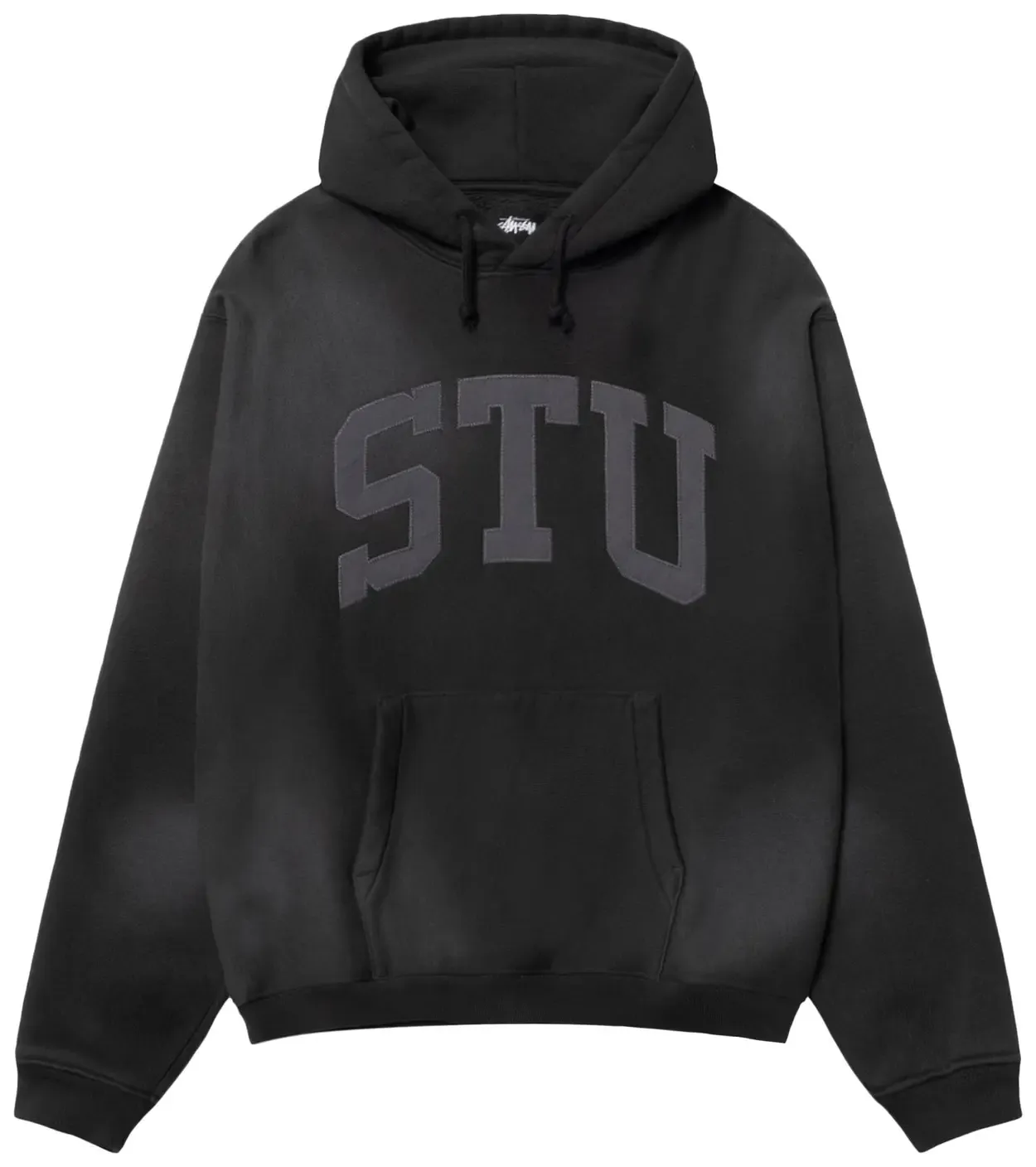 NEW STUSSY STU APPLIQUE HOODIE BLACK