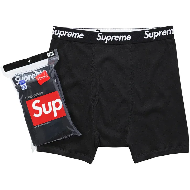 NEW SUPREME HANES BOXERS BLACK (4 PACK) SIZE M
