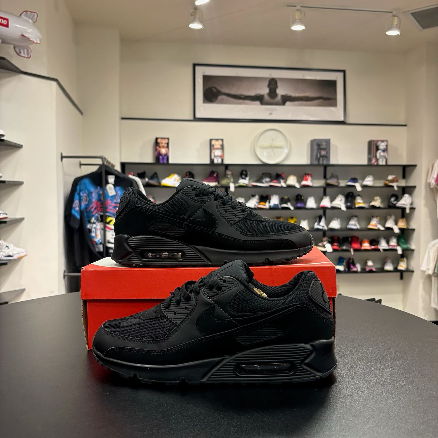 PO NIKE AIR MAX 90 RECRAFT TRIPLE BLACK SIZE 12