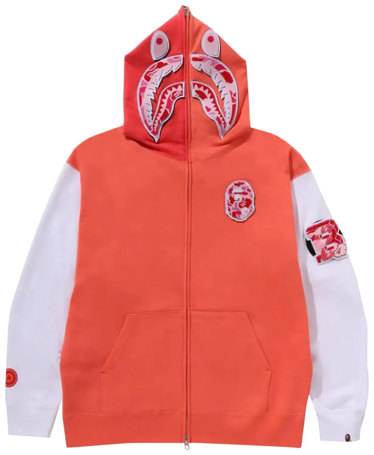 NEW BAPE SHARK FULL ZIP KOREA ORANGE HOODIE