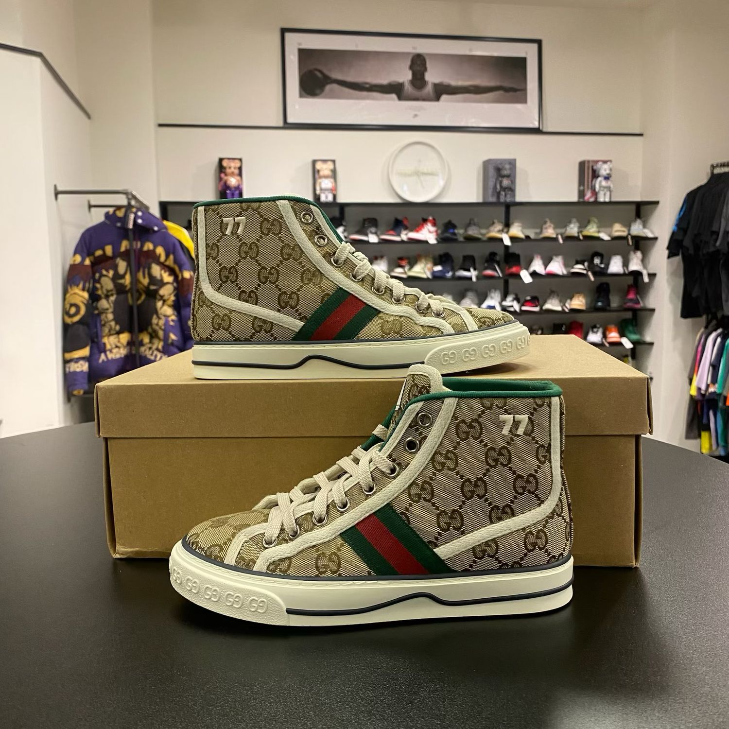 PONB GUCCI 1977 HIGH TENNIS BEIGE SNEAKER SIZE 5W