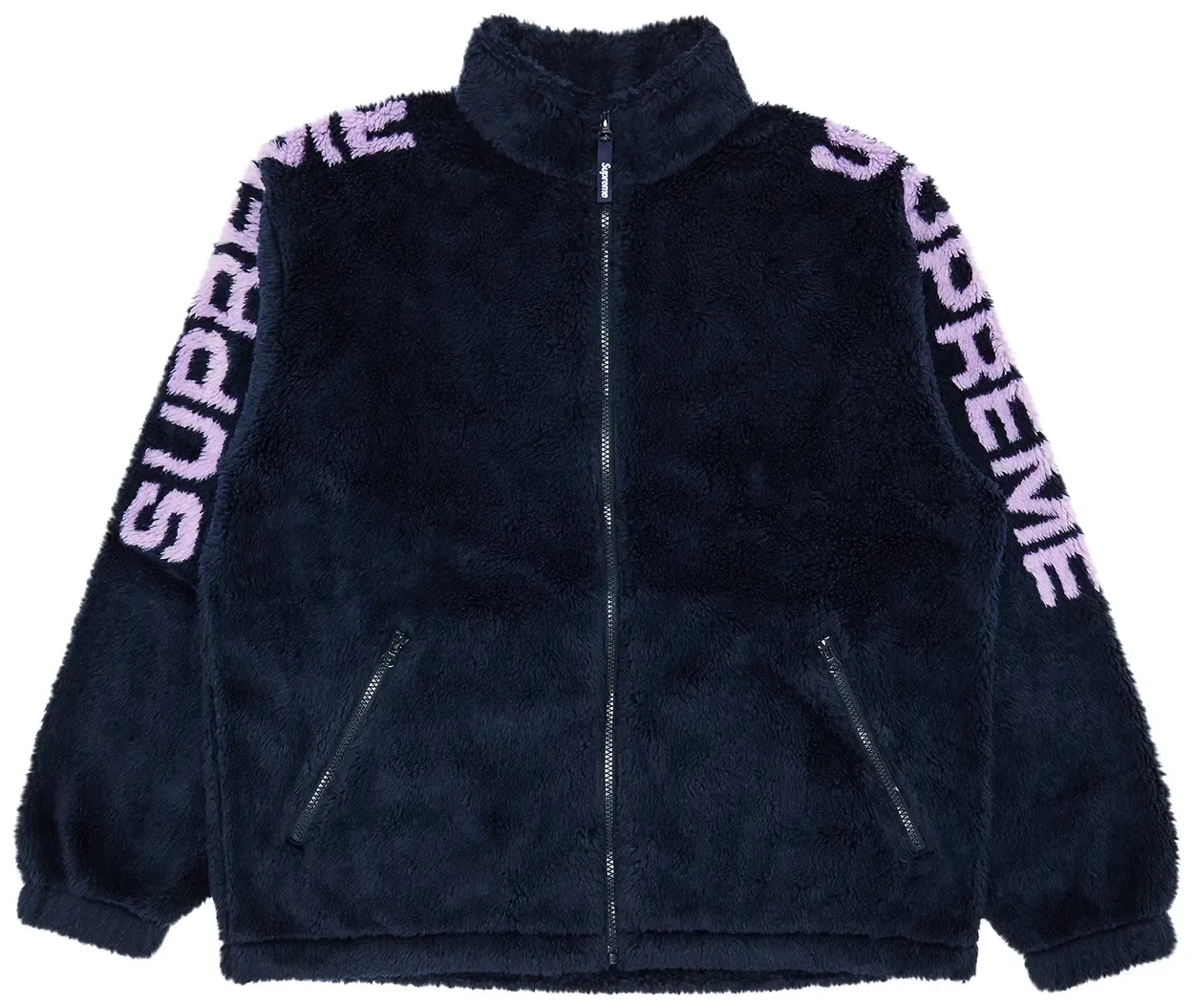 NEW SUPREME SHOULDER LOGO FLEECE JACKET NAVY