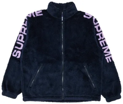 NEW SUPREME SHOULDER LOGO FLEECE JACKET NAVY