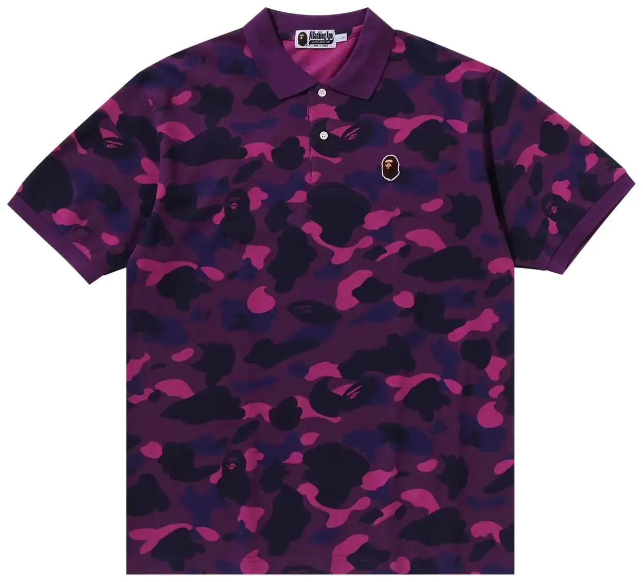 NEW BAPE COLOR CAMO LARGE APE HEAD RELAXED FIT POLO SHIRT